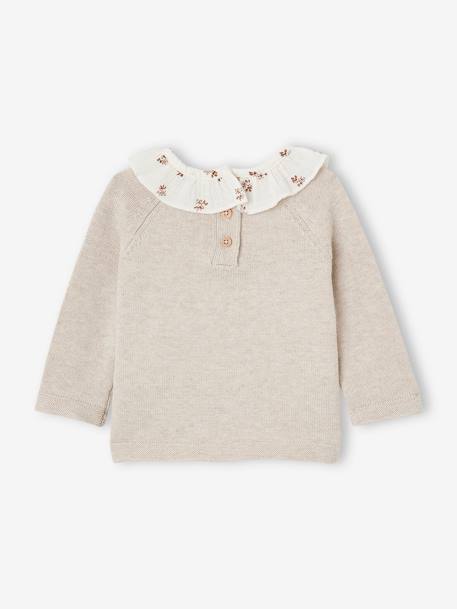 Pull bébé naissance à collerette fleurie beige chiné 2 - vertbaudet enfant 