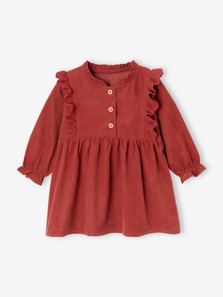 Robe bébé velours volants en broderie anglaise terracotta 1 - vertbaudet enfant 