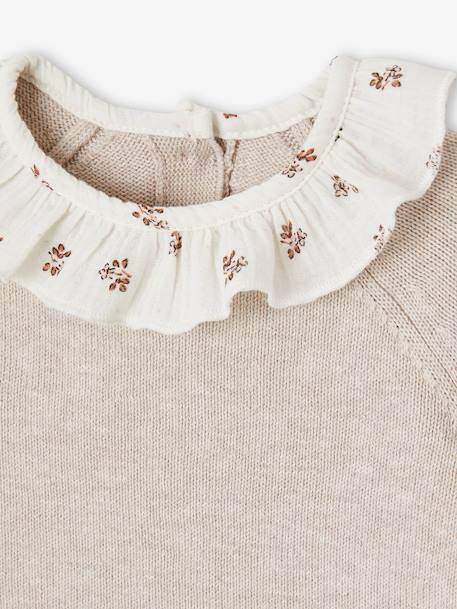 Pull bébé naissance à collerette fleurie beige chiné 3 - vertbaudet enfant 