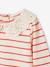 T-shirt bébé col brodé manches longues beige clair+rayé marine+rayé rouge 18 - vertbaudet enfant 