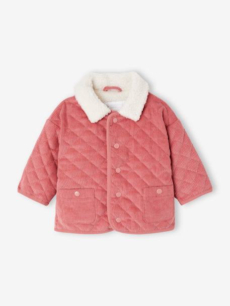 Veste velours matelassée bébé doublée sherpa bois de rose 1 - vertbaudet enfant 