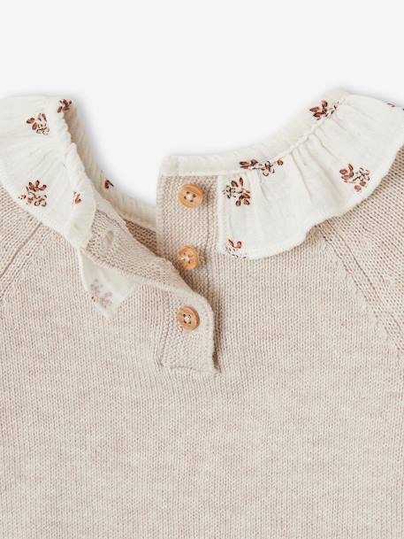 Pull bébé naissance à collerette fleurie beige chiné 4 - vertbaudet enfant 