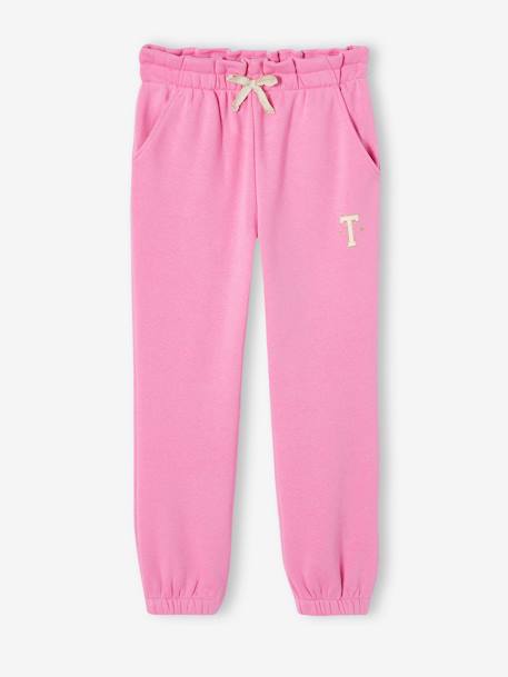 Pantalon jogging en molleton fille ceinture paperbag rose bonbon 4 - vertbaudet enfant 
