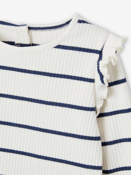 T-shirt en côtes manches volantées bébé fille écru+rose poudré 2 - vertbaudet enfant 