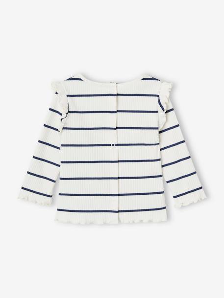 T-shirt en côtes manches volantées bébé fille écru+rose poudré 4 - vertbaudet enfant 