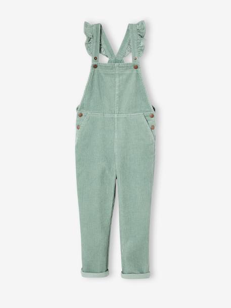 Salopette fille velours bretelles à volants anthracite+vert de gris 7 - vertbaudet enfant 
