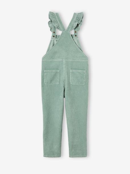 Salopette fille velours bretelles à volants anthracite+vert de gris 8 - vertbaudet enfant 