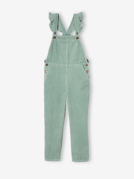 Salopette fille velours bretelles à volants anthracite+vert de gris 6 - vertbaudet enfant 