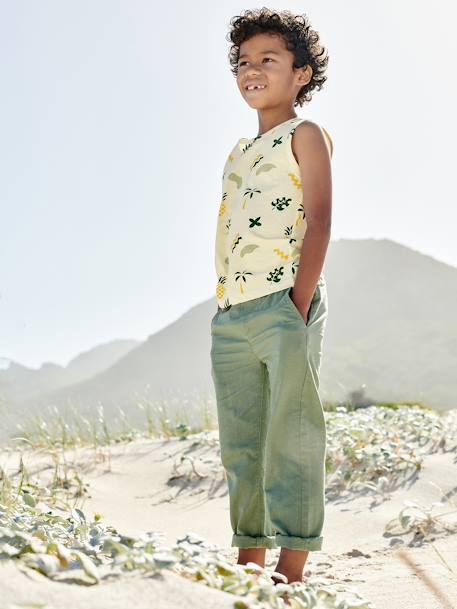 Pantalon garçon coton/lin léger beige chiné+bleu nuit+noisette+vert sauge 15 - vertbaudet enfant 