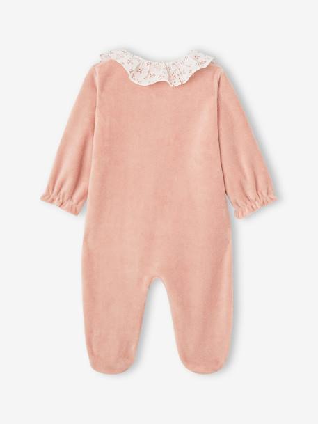 Pyjama bébé fille velours collerette imprimée rose poudré 5 - vertbaudet enfant 