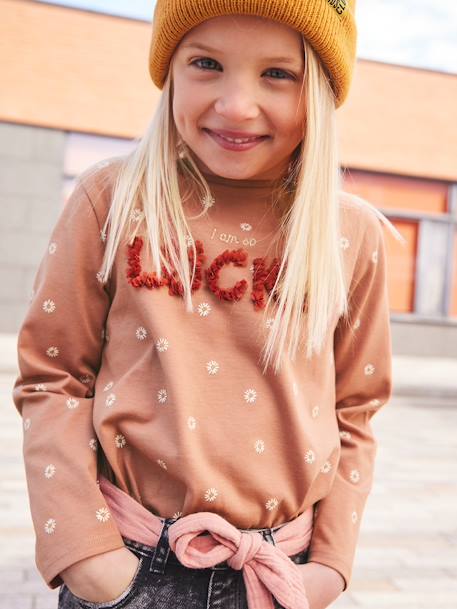 VERTBAUDET T-Shirt Imprimé Fille Avec Noeud Fantaisie - Motif Fruit Vanille 8A