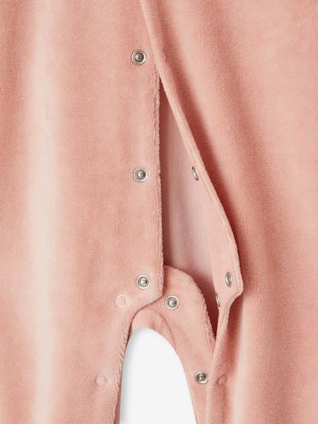 Pyjama bébé fille velours collerette imprimée rose poudré 6 - vertbaudet enfant 