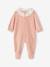 Pyjama bébé fille velours collerette imprimée rose poudré 1 - vertbaudet enfant 