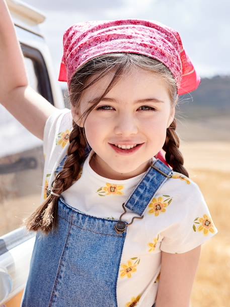 Foulard personalisable à imprimé fleuri fille rose imprimé 1 - vertbaudet enfant 