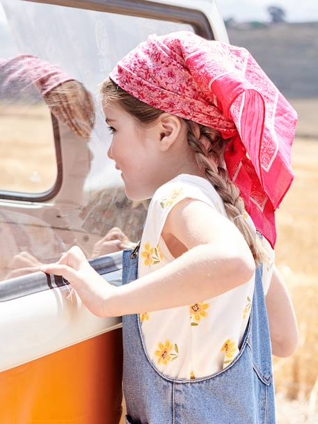 Foulard personalisable à imprimé fleuri fille rose imprimé 2 - vertbaudet enfant 