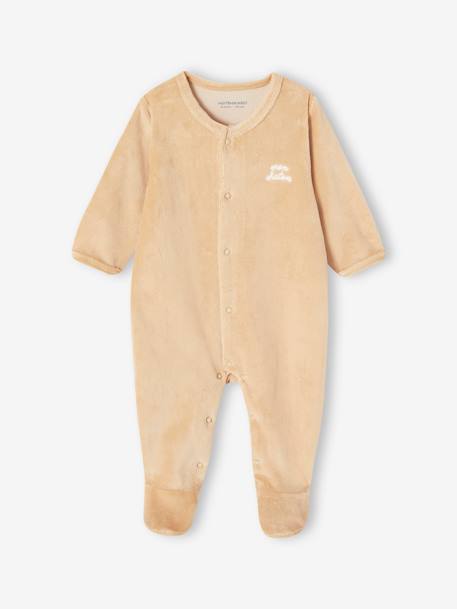 Lot de 3 pyjamas bébé mixte en velours ouverture naissance lot bois de rose+Lot jaune d'or+Lot vert d'eau 9 - vertbaudet enfant 