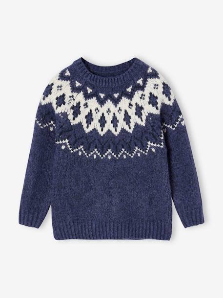 Pull jacquard garçon col rond bleu ardoise+vert 4 - vertbaudet enfant 