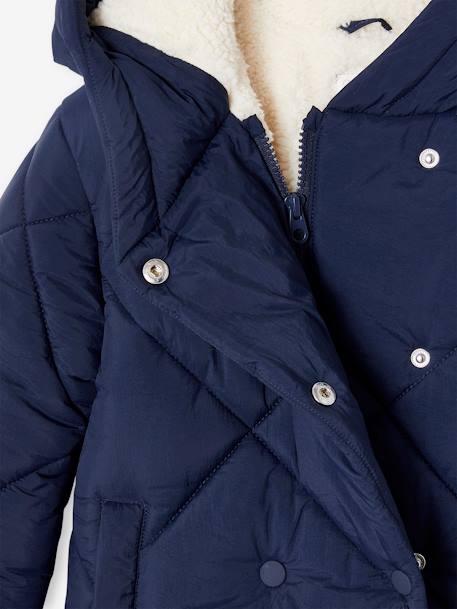 Doudoune fille à capuche doublée sherpa blush+marine+vert 15 - vertbaudet enfant 