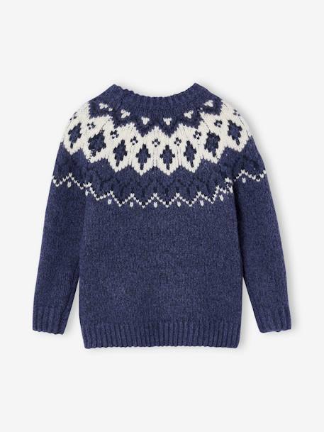 Pull jacquard garçon col rond bleu ardoise+vert 2 - vertbaudet enfant 