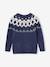 Pull jacquard garçon col rond bleu ardoise+vert 2 - vertbaudet enfant 