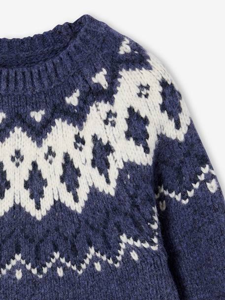 Pull jacquard garçon col rond bleu ardoise+vert 3 - vertbaudet enfant 