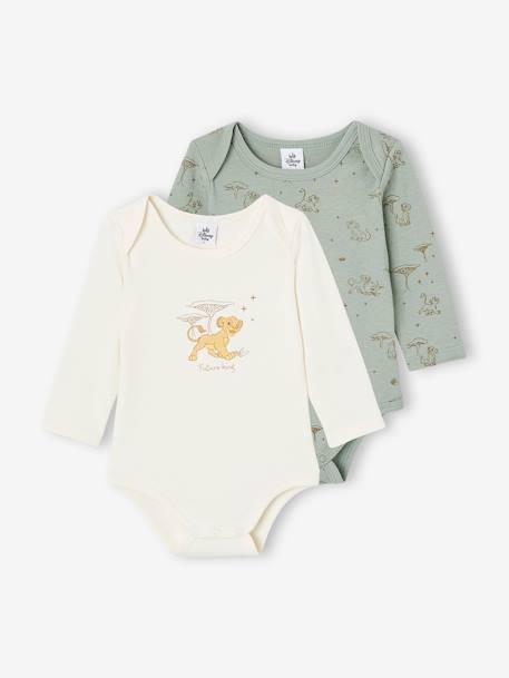 Lot de 2 bodies Disney Le Roi Lion bébé vert sauge 1 - vertbaudet enfant 