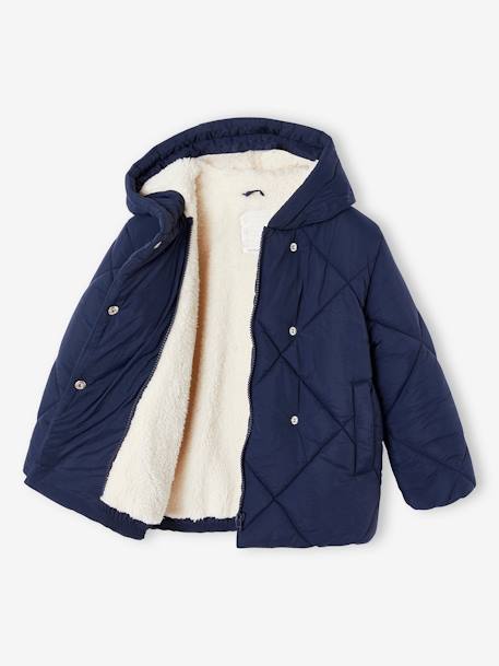 Doudoune fille à capuche doublée sherpa blush+marine+vert 13 - vertbaudet enfant 