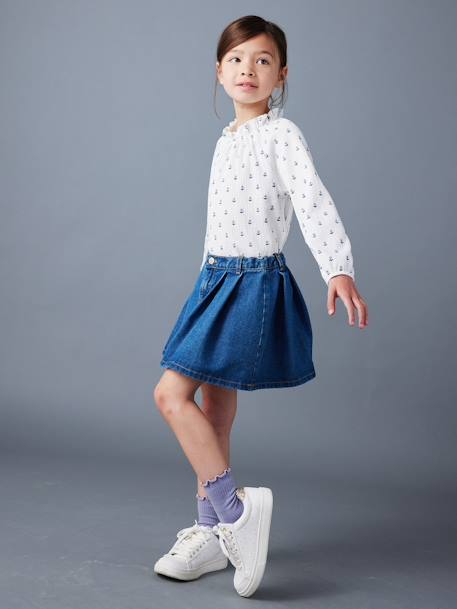 Jupe fille en jean plissée denim gris+stone 4 - vertbaudet enfant 