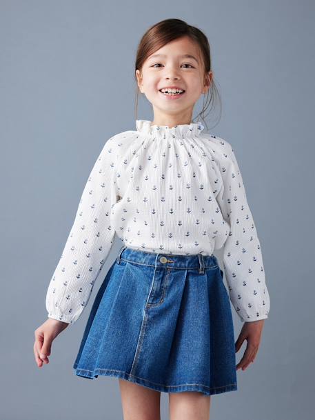 Jupe fille en jean plissée denim gris+stone 5 - vertbaudet enfant 