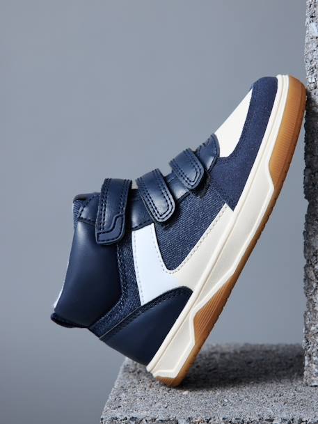 Baskets enfant garçon synthétique montantes à scratchs denim brut+noir 6 - vertbaudet enfant 
