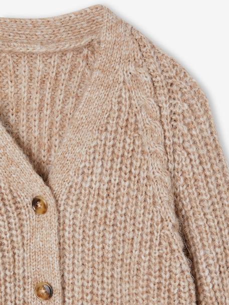 Gilet fille en maille mousseuse camel+olive 6 - vertbaudet enfant 