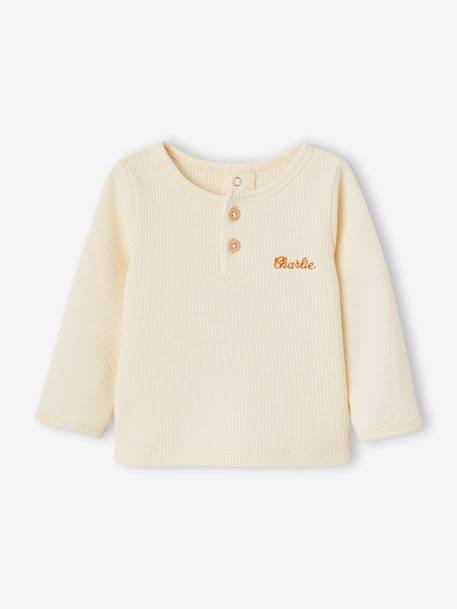 Ensemble naissance 3 pièces tee-shirt personnalisable legging bonnet bleu+écru 11 - vertbaudet enfant 