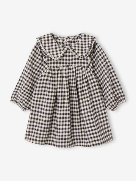 Ensemble 3 pièces bébé robe vichy + gilet + bandeau carreaux noir 3 - vertbaudet enfant 