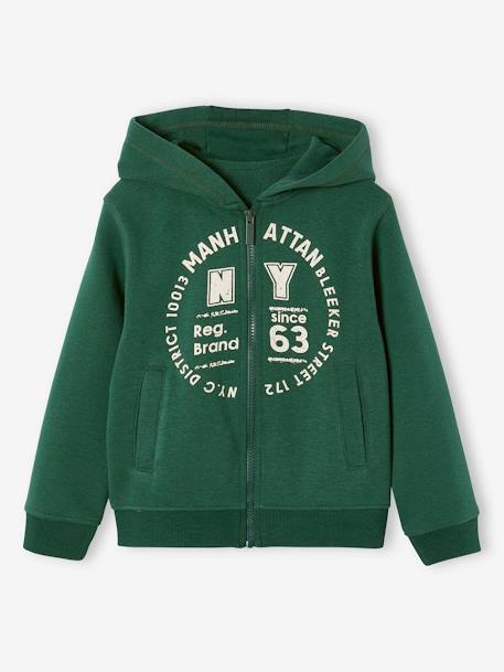 Sweat garçon zippé à capuche sport anthracite+BLEU FONCE UNI AVEC DECOR+vert sapin 7 - vertbaudet enfant 