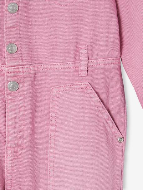 Combinaison longue en toile garment dyed fille vieux rose 5 - vertbaudet enfant 
