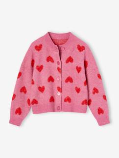 Gilet jacquard coeurs fille  - vertbaudet enfant