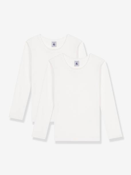 Lot 2 t-shirts manches longues blanc 1 - vertbaudet enfant 