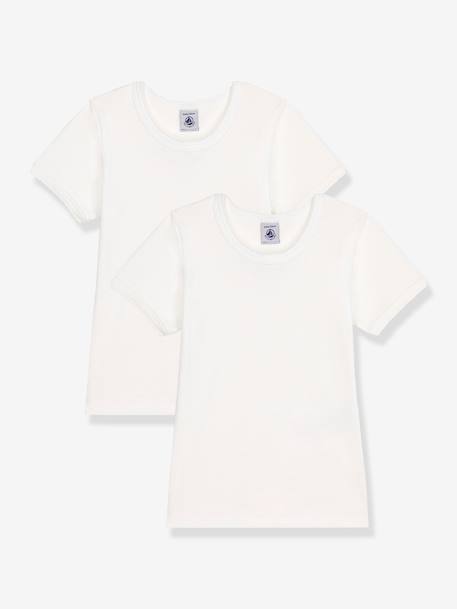 Lot 2 t-shirts manches courtes blanc 1 - vertbaudet enfant 