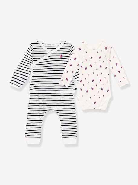 Ensemble 3 pièces bébé rayé bleu 1 - vertbaudet enfant 
