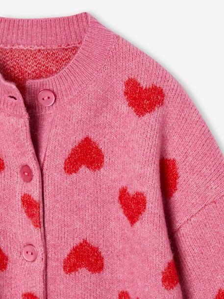Gilet jacquard coeurs fille beige doré+lilas+vieux rose 11 - vertbaudet enfant 