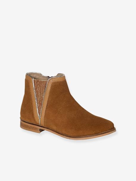 Boots enfant fille cuir zippées camel+marine+noir+or 1 - vertbaudet enfant 