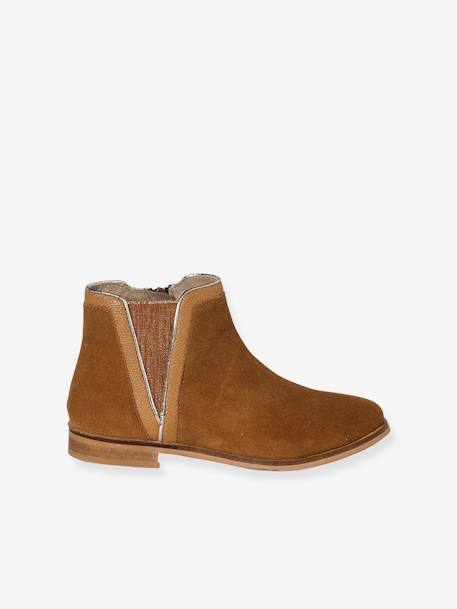 Boots enfant fille cuir zippées camel+marine+noir+or 2 - vertbaudet enfant 