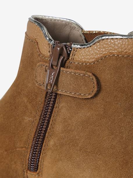 Boots enfant fille cuir zippées camel+marine+noir+or 7 - vertbaudet enfant 