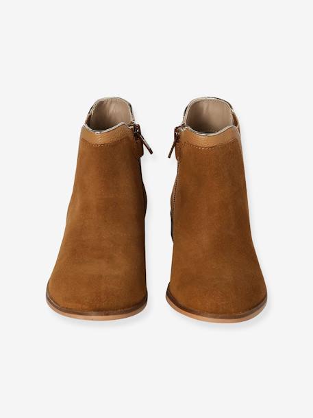 Boots enfant fille cuir zippées camel+noir 4 - vertbaudet enfant 