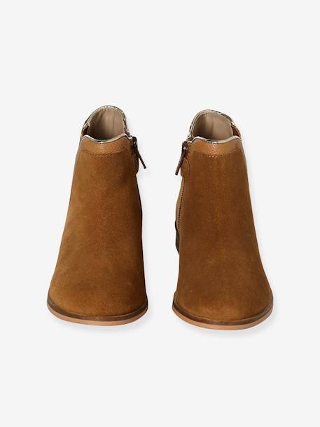 Boots enfant fille cuir zippées camel+marine+noir+or 4 - vertbaudet enfant 
