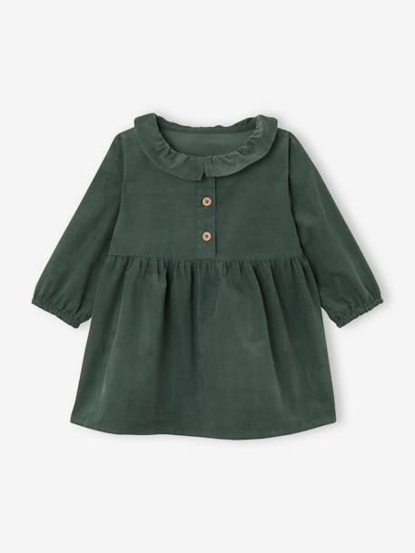 Robe à collerette en velours milleraies bébé vert sapin 1 - vertbaudet enfant 