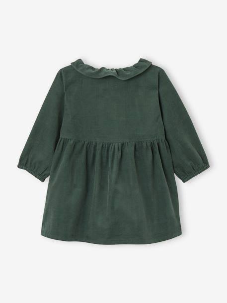 Robe à collerette en velours milleraies bébé vert sapin 2 - vertbaudet enfant 