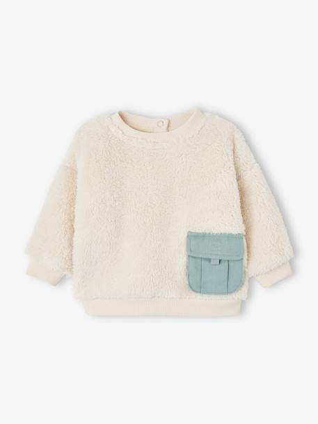 Ensemble bébé sweat peluche + pantalon velours vert d'eau 2 - vertbaudet enfant 