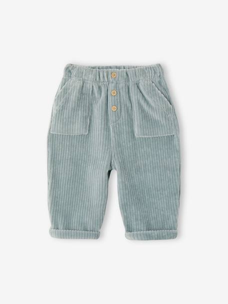 Ensemble bébé sweat peluche + pantalon velours vert d'eau 3 - vertbaudet enfant 