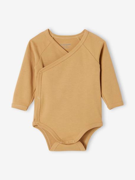 Lot 5 bodies manches longues bébé ouverture naissance en coton bio vanille 3 - vertbaudet enfant 